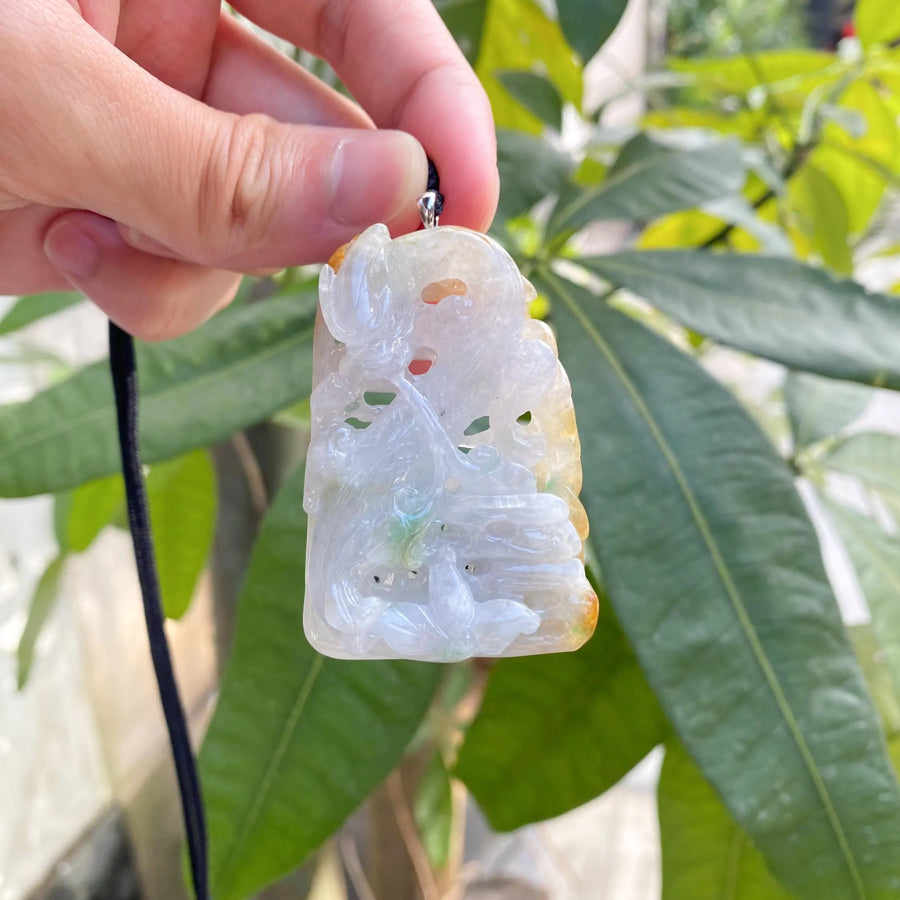 Carved Dragon Jade Pendant Natural Untreated Burmese Jade