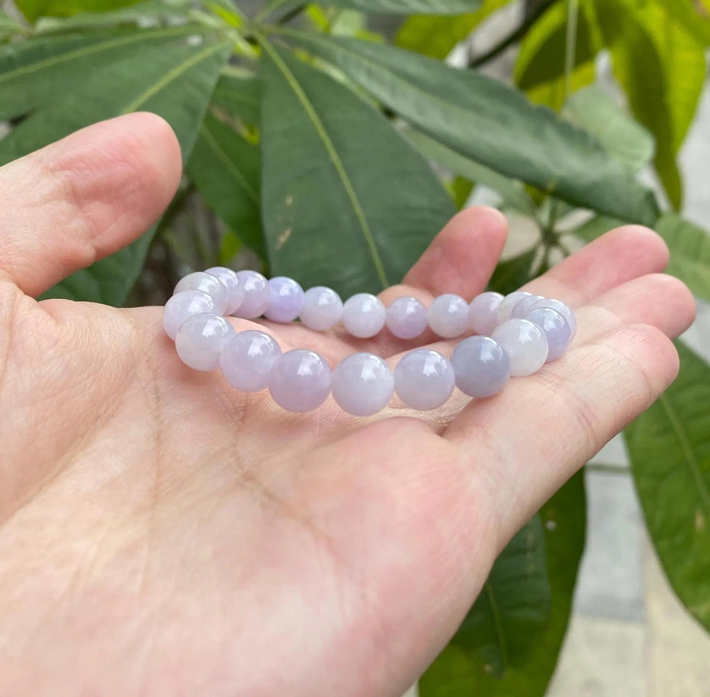18cm Burmese Jade Bracelet, Purple Jade Bead Bracelet, Natural Jade Gemstone, Jade Healing Jewelry, Jade Bracelet Men and Women