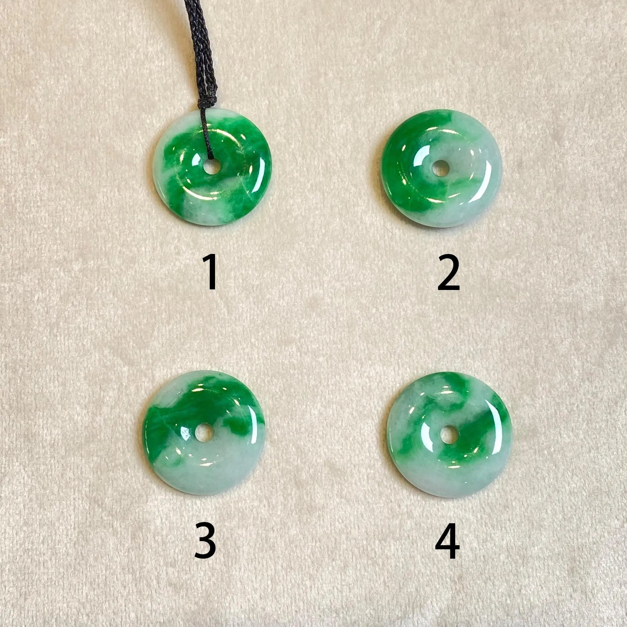 Delicate Green Round Disc Jade Pendant - 22.2mm Width Adjustable Cord