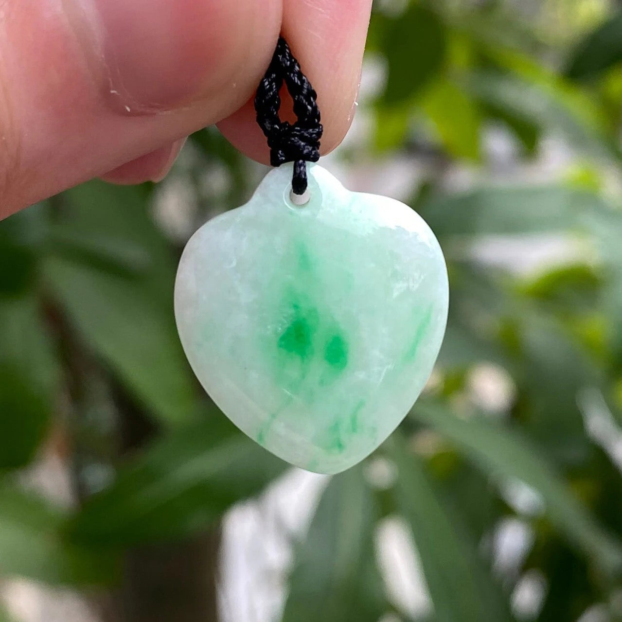 Dainty Heart Shape Green Jade Pendant Necklace