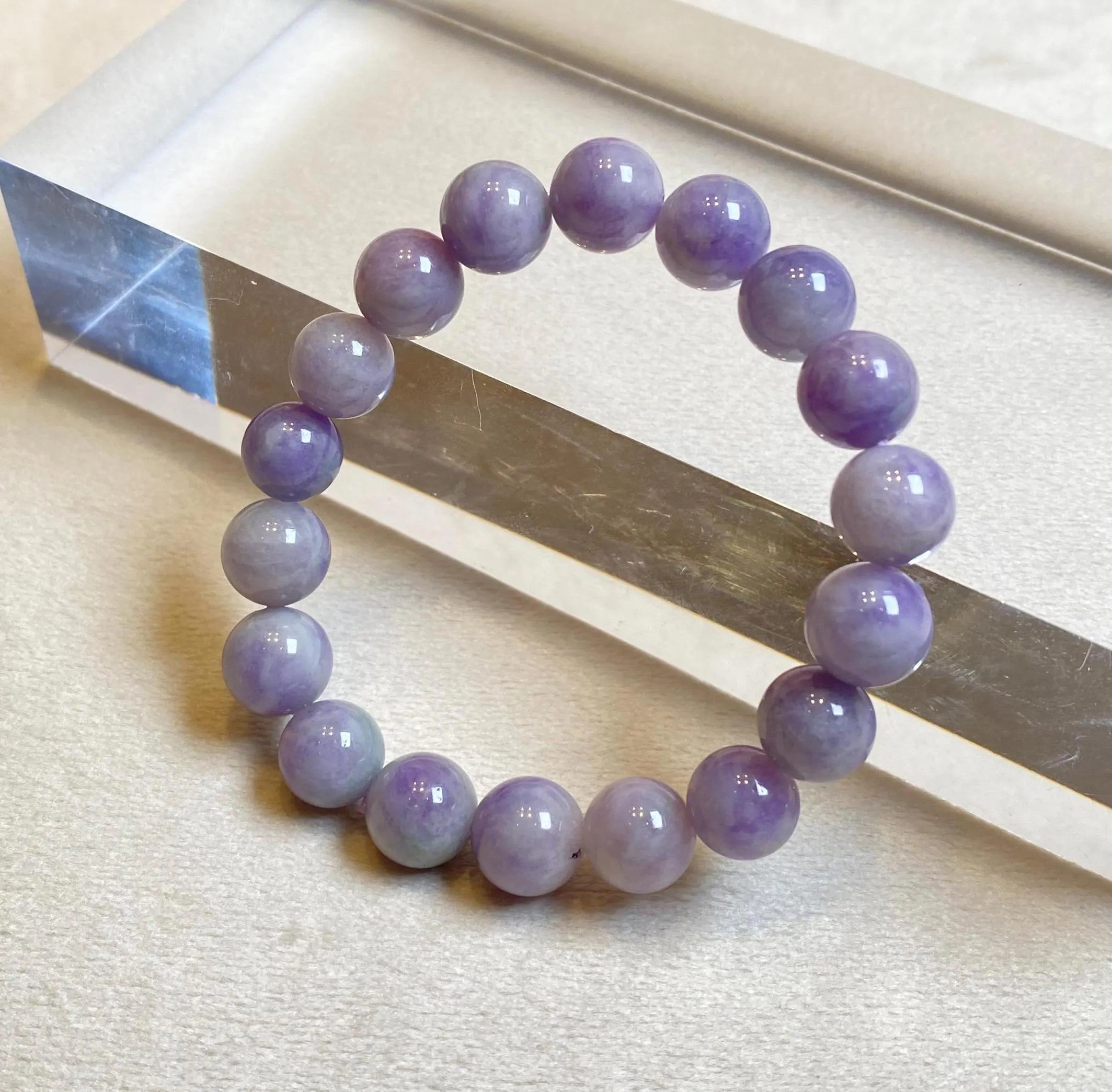 Burmese Jade Bracelet, Purple Jade Bead Bracelet, Natural Jade Gemstone, Jade Healing Jewelry, Jade Bracelet Men and Women, Purple Jade