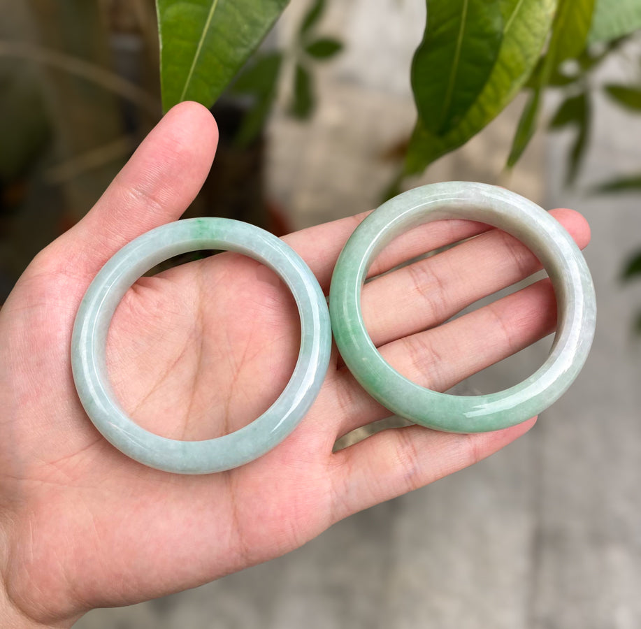 54.8mm Natural Jadeite Real Jade Green Bangle Bracelet