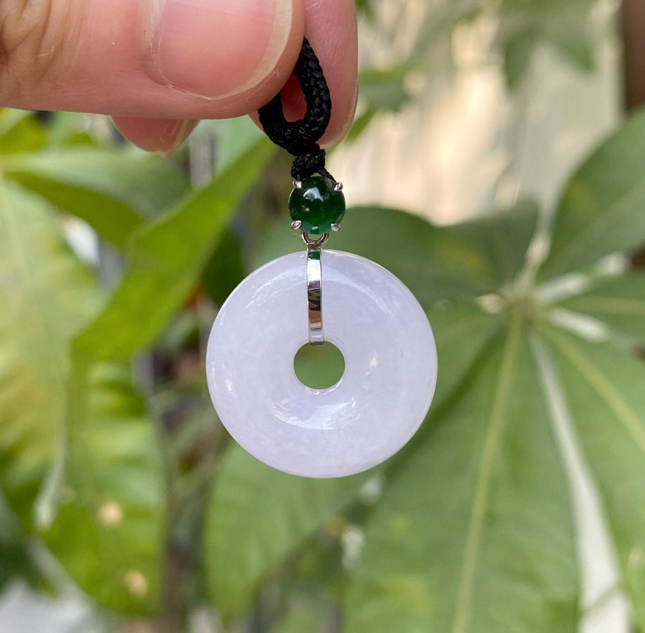 Gransky Jewellery Purple Burmese Jadeite Donut Pendant in 18k White Gold - 29.7mm