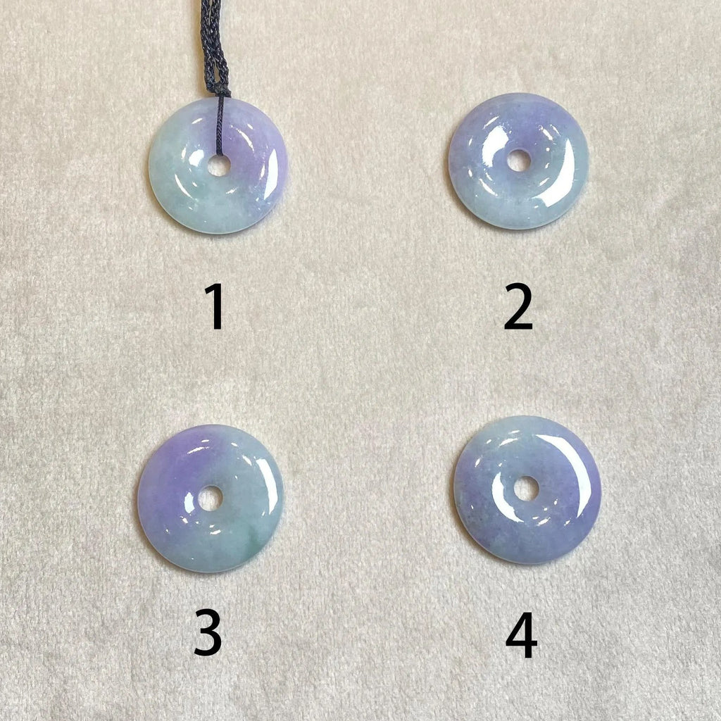 24mm Gransky Purple and Green Donut Jade Pendant Necklace