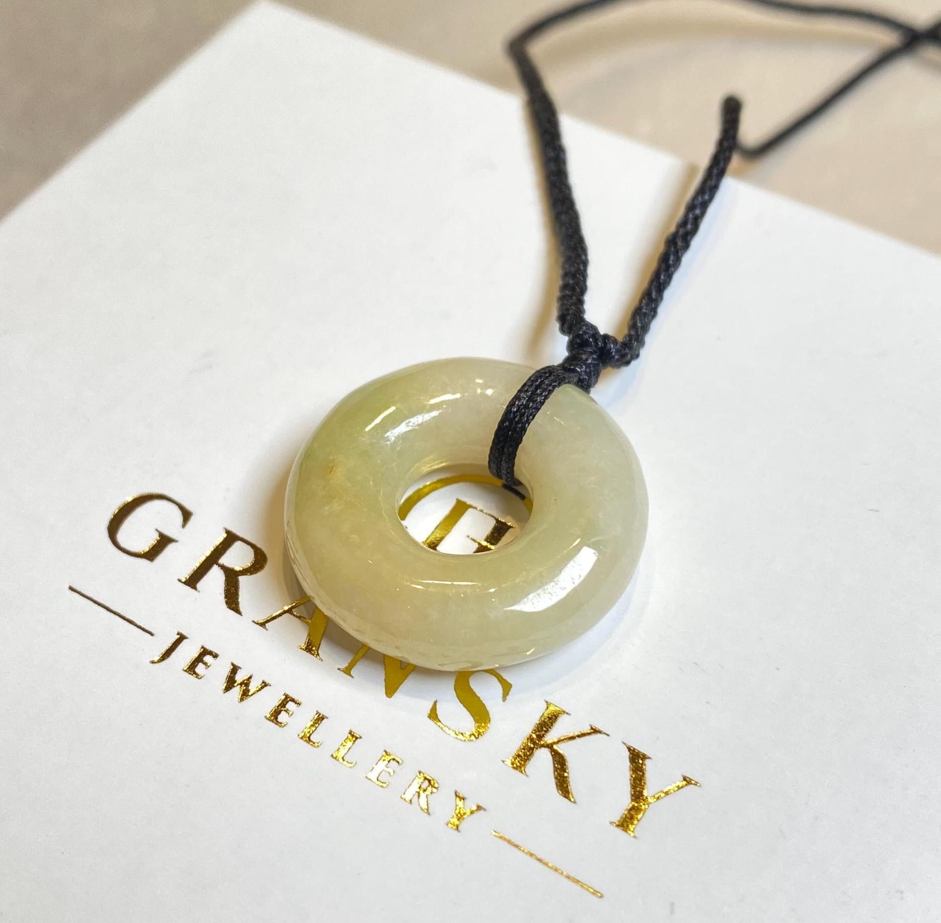 Gransky Jewellery Brown Jade Jadeite Donut Pendant 31mm