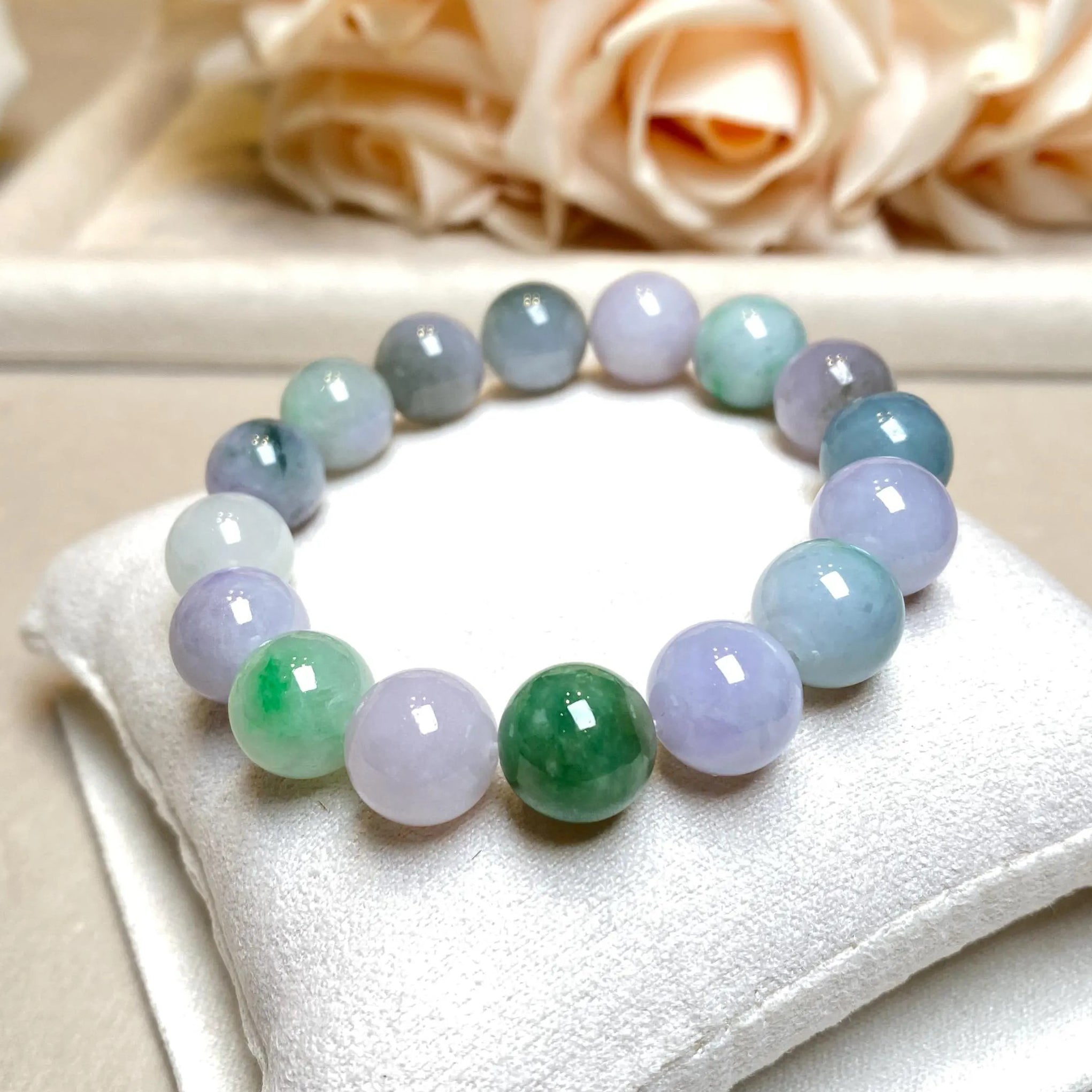 Gransky Jewellery Multi-Color Type-A Burmese Jadeite Beaded Bracelet - 18cm