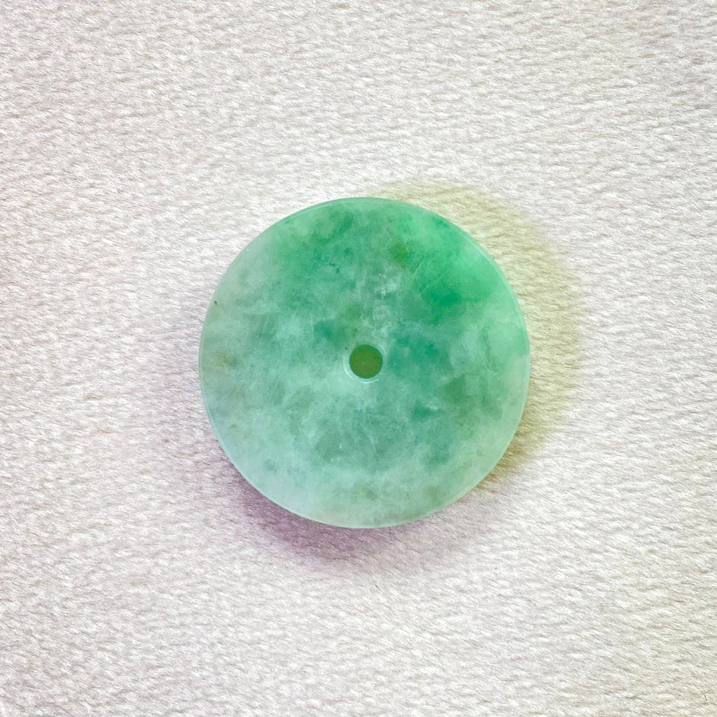 Green Jade Round Donut Pendant 24.1mm - Calming Gemstone