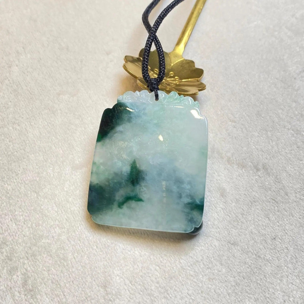 Green Jadeite Bamboo Pendant - Natural Type-A Jade
