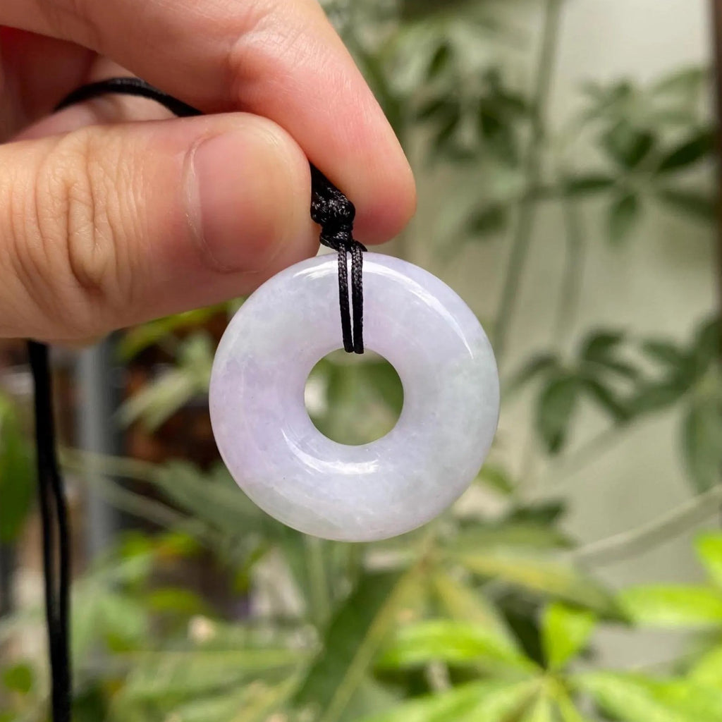 Purple Jade Round Donut Pendant 29.5mm - Calming Gemstone