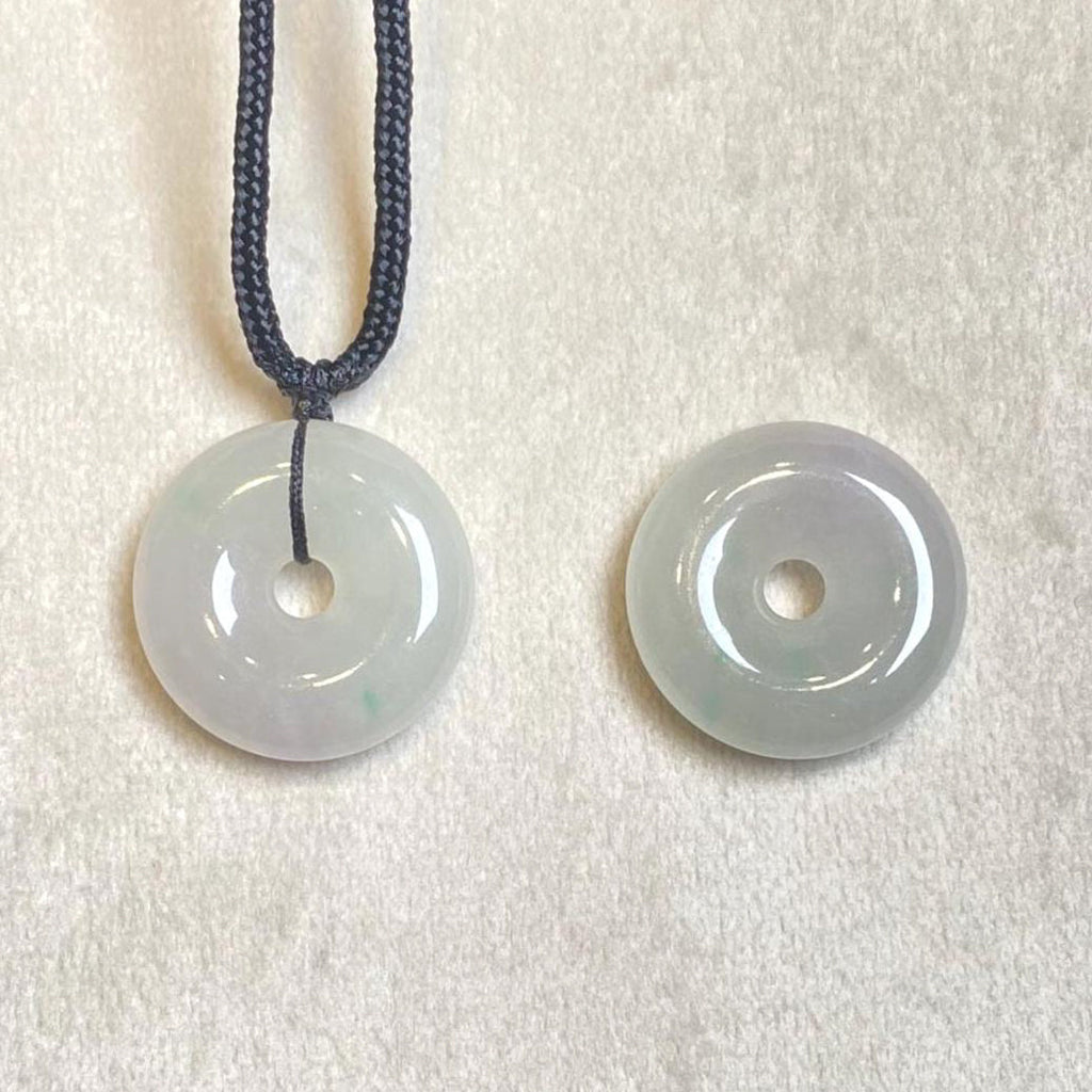 Gransky Natural Men's Type A Green & Purple Jade Disc Pendant