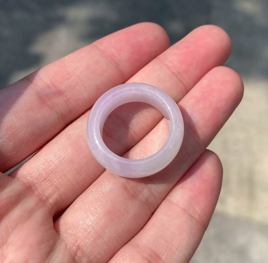 Imperial Purple Jade Ring Band - Size US 9, Vibrant & Translucent, Minimalist Elegance