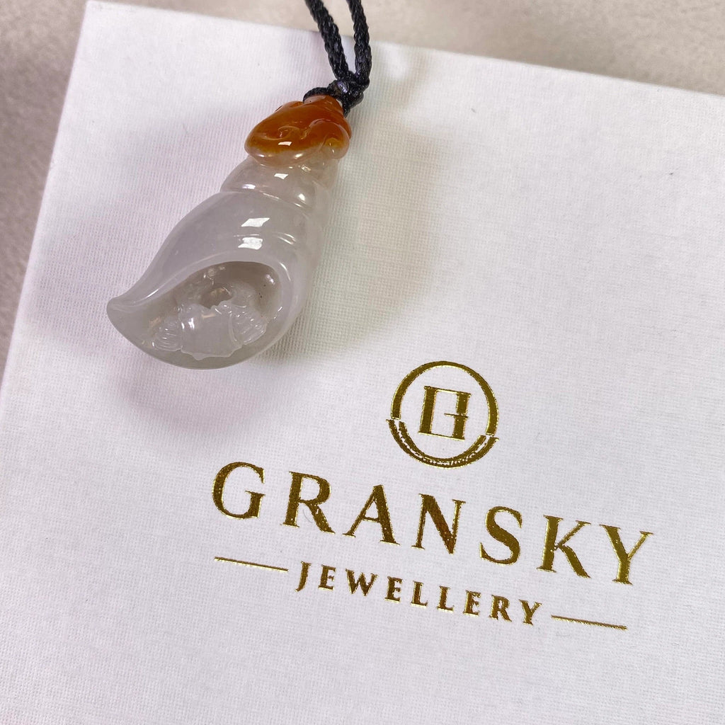 Gransky Natural Burmese Jadeite Sea Shell Pendant - Handmade Ocean-Inspired Jewelry Gift