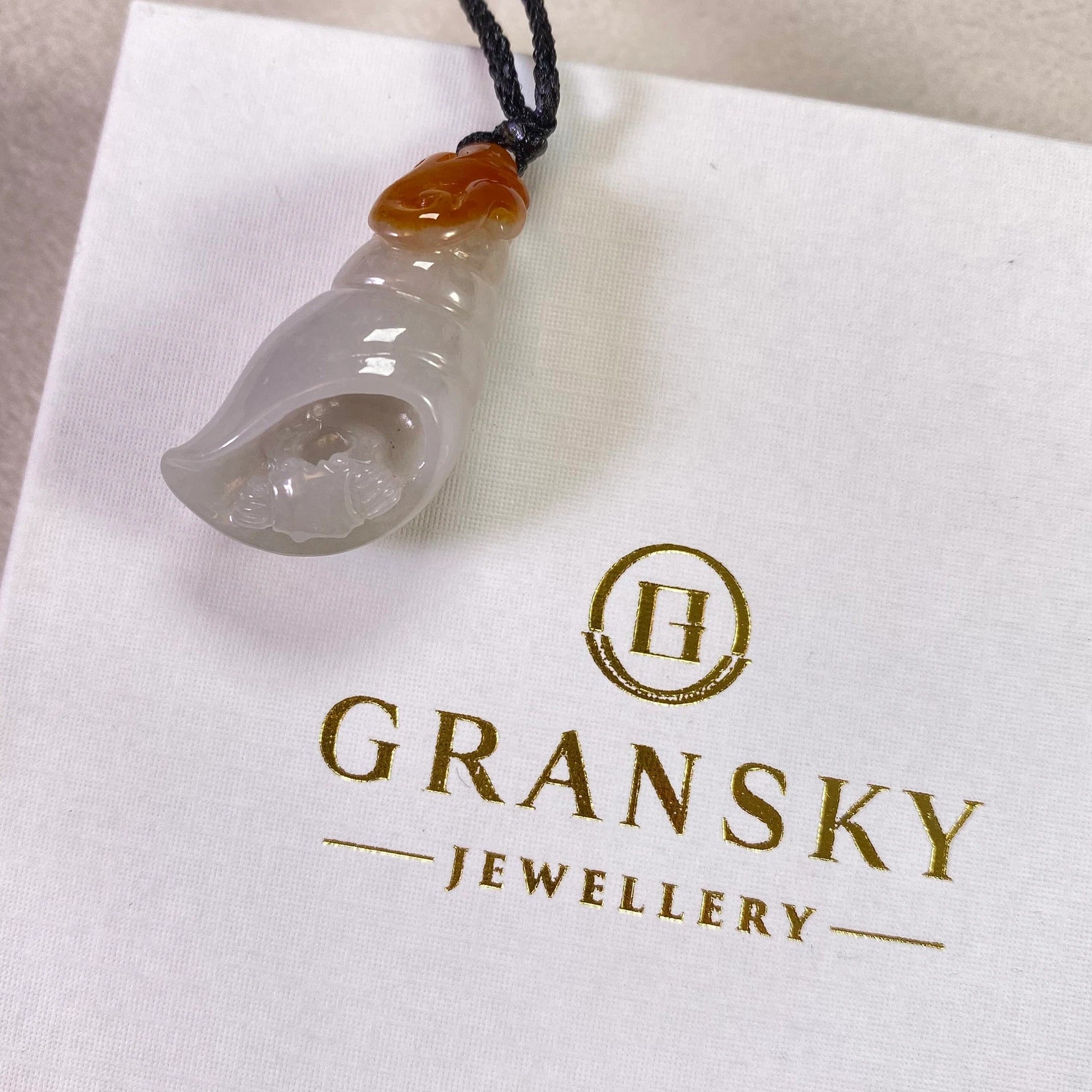 Gransky Natural Burmese Jadeite Sea Shell Pendant - Handmade Ocean-Inspired Jewelry Gift