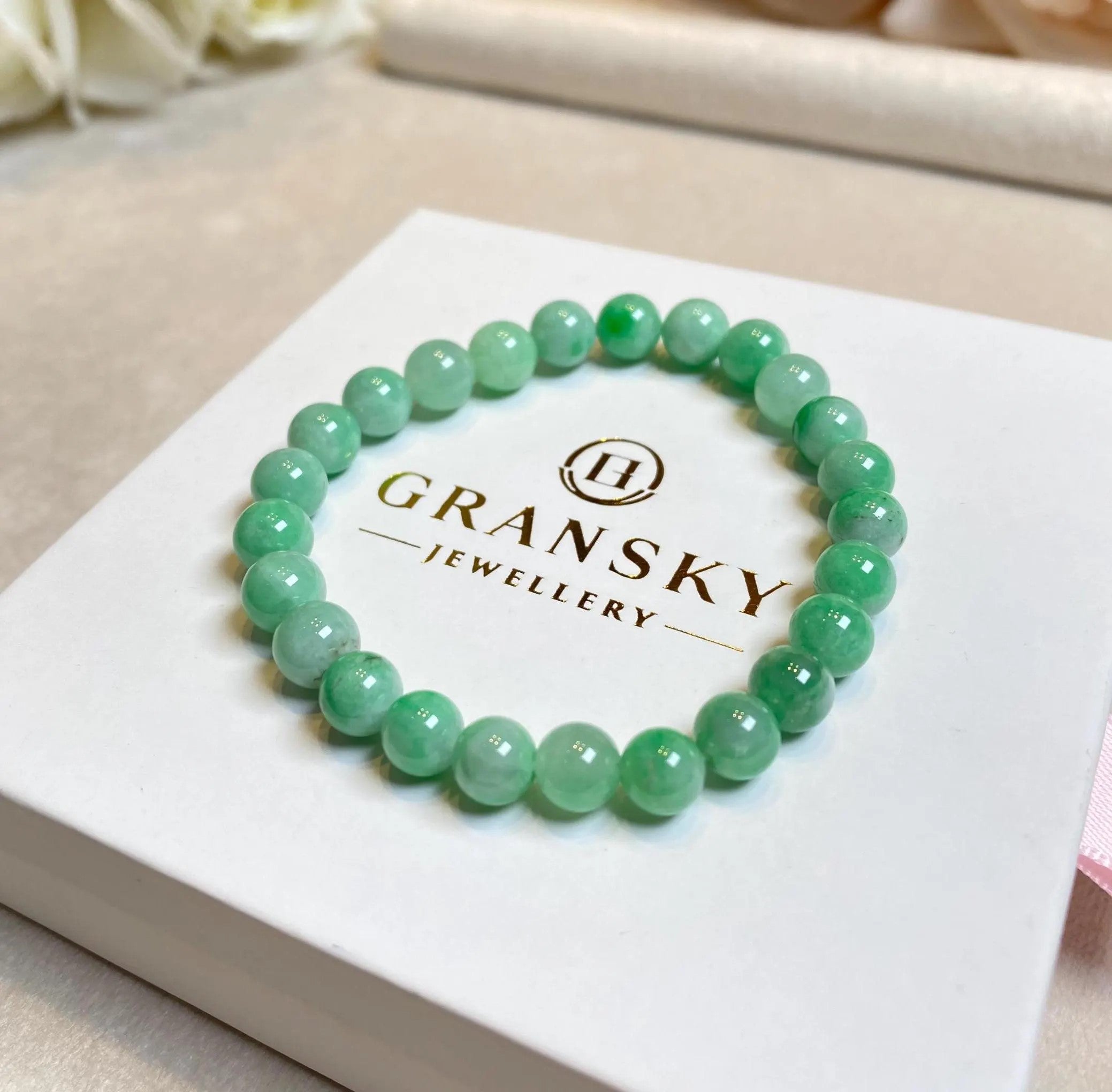 Apple Green Jade Bracelet, Jade Bracelet, Natural Lovely Bright Green, Genuine Burmese Jade