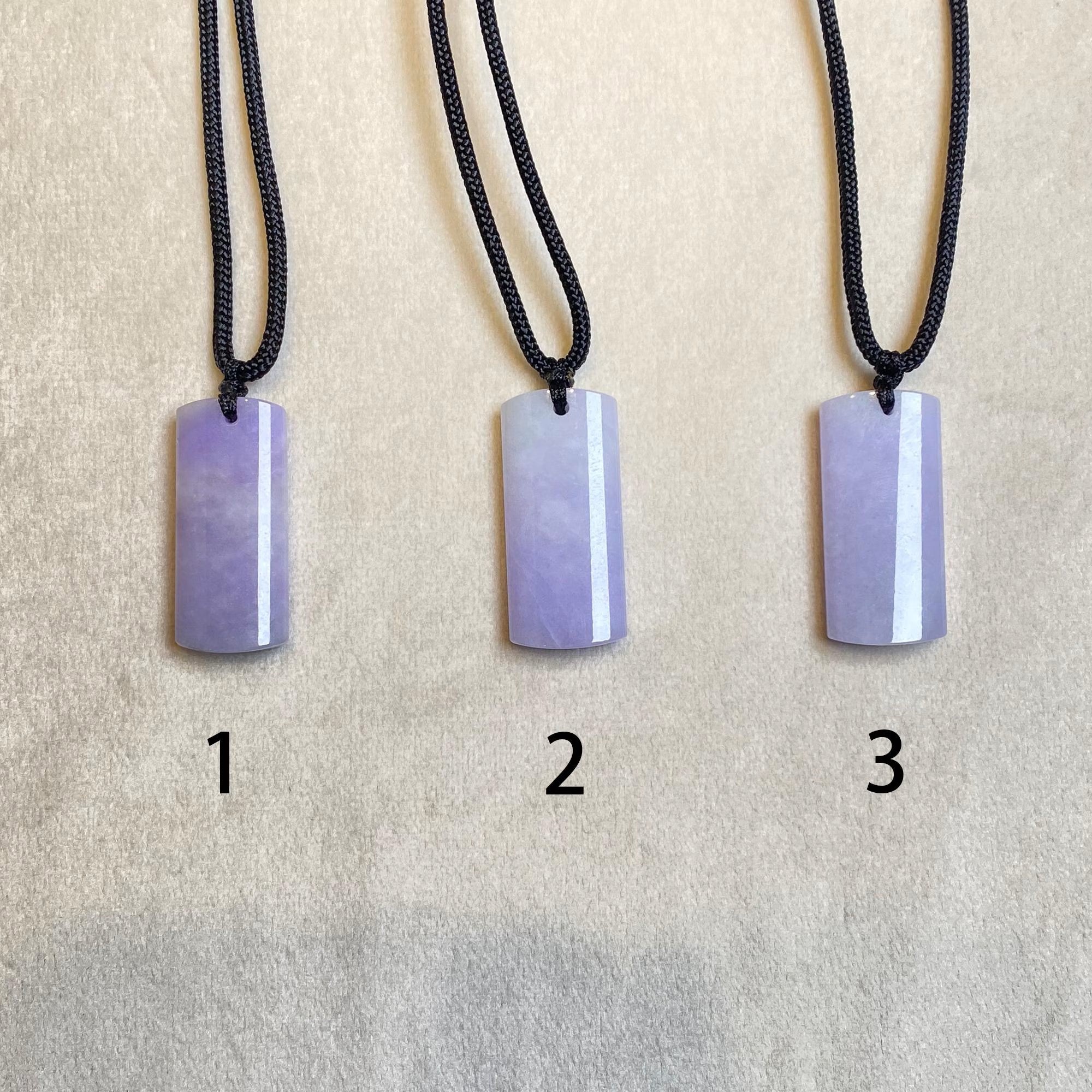 Certified Purple Jade Block Pendant - Natural Intense Lavender