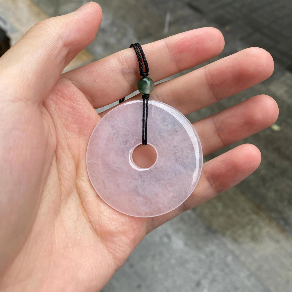 Icy White Round Disc Jade Pendant Necklace - Certified Natural Jadeite