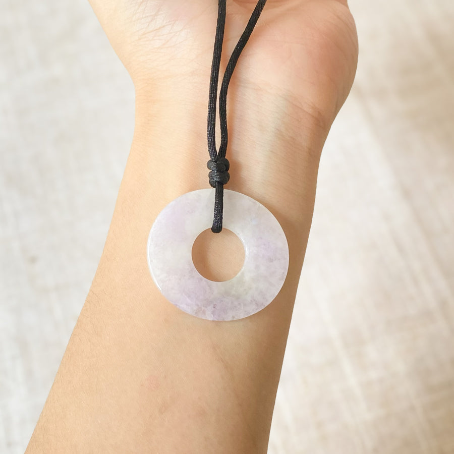 Round Purple Jade Pendant Necklace for Men and Women