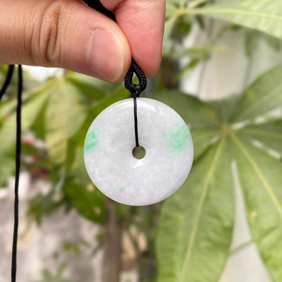 Elegant Purple Round Jade Disc Pendant with Black Adjustable String – Timeless & Versatile
