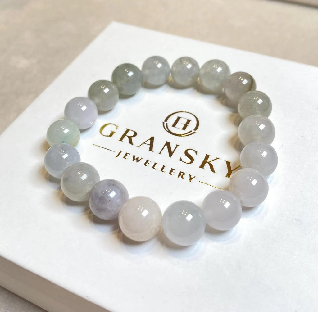 Multi-Color Natural Untreated Type-A Burmese Jadeite Beaded Bracelet