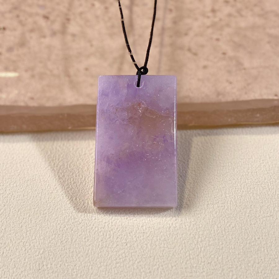 Gransky Natural Purple Jade Block Pendant Necklace