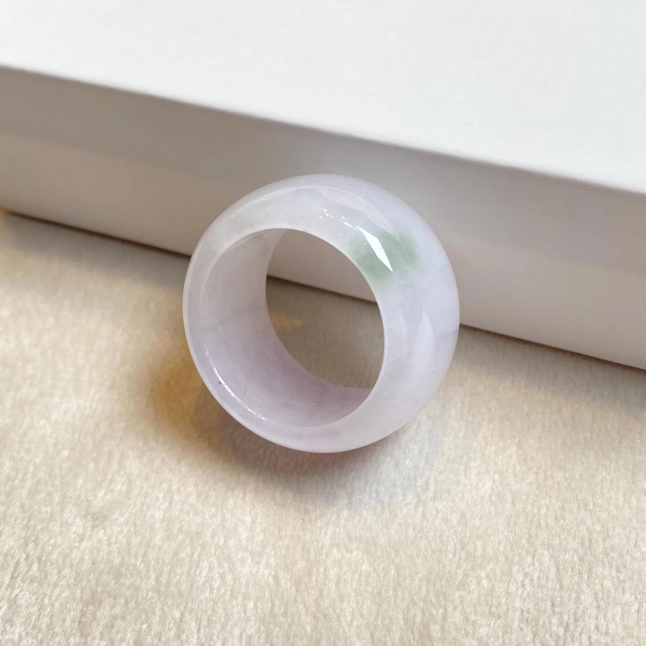 US 9.25 Gransky Natural Untreated Smooth Purple Band Jade Ring