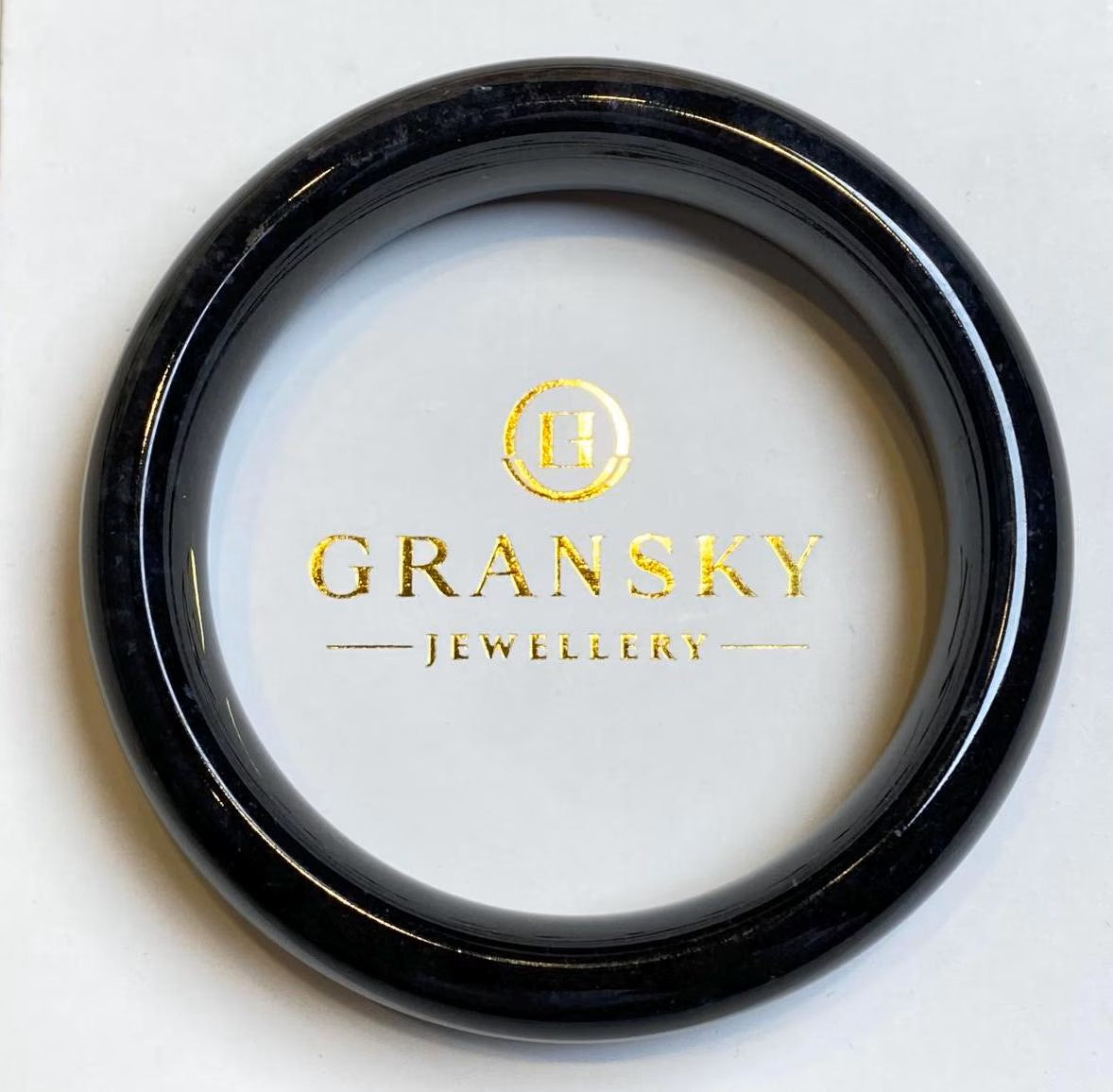 56mm Natural Black Jade Bangle Bracelet - Type-A Burmese Jadeite