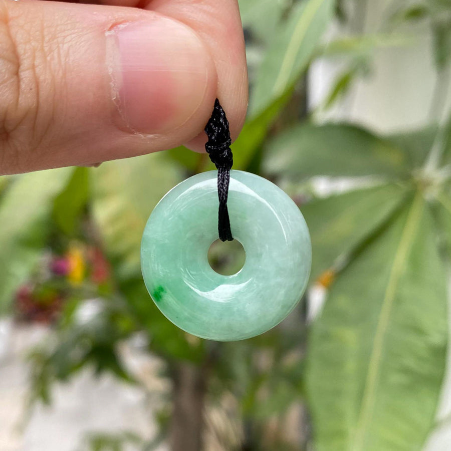 Gransky Green Jadeite Donut Pendant Necklace - Natural Grade A Burmese