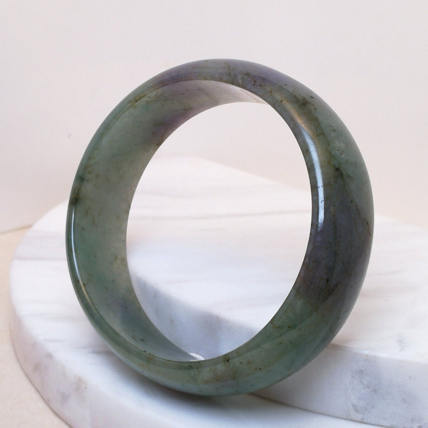 52.8mm Jadeite Real Jade Bangle Oval Shape - Type-A Natural Jade