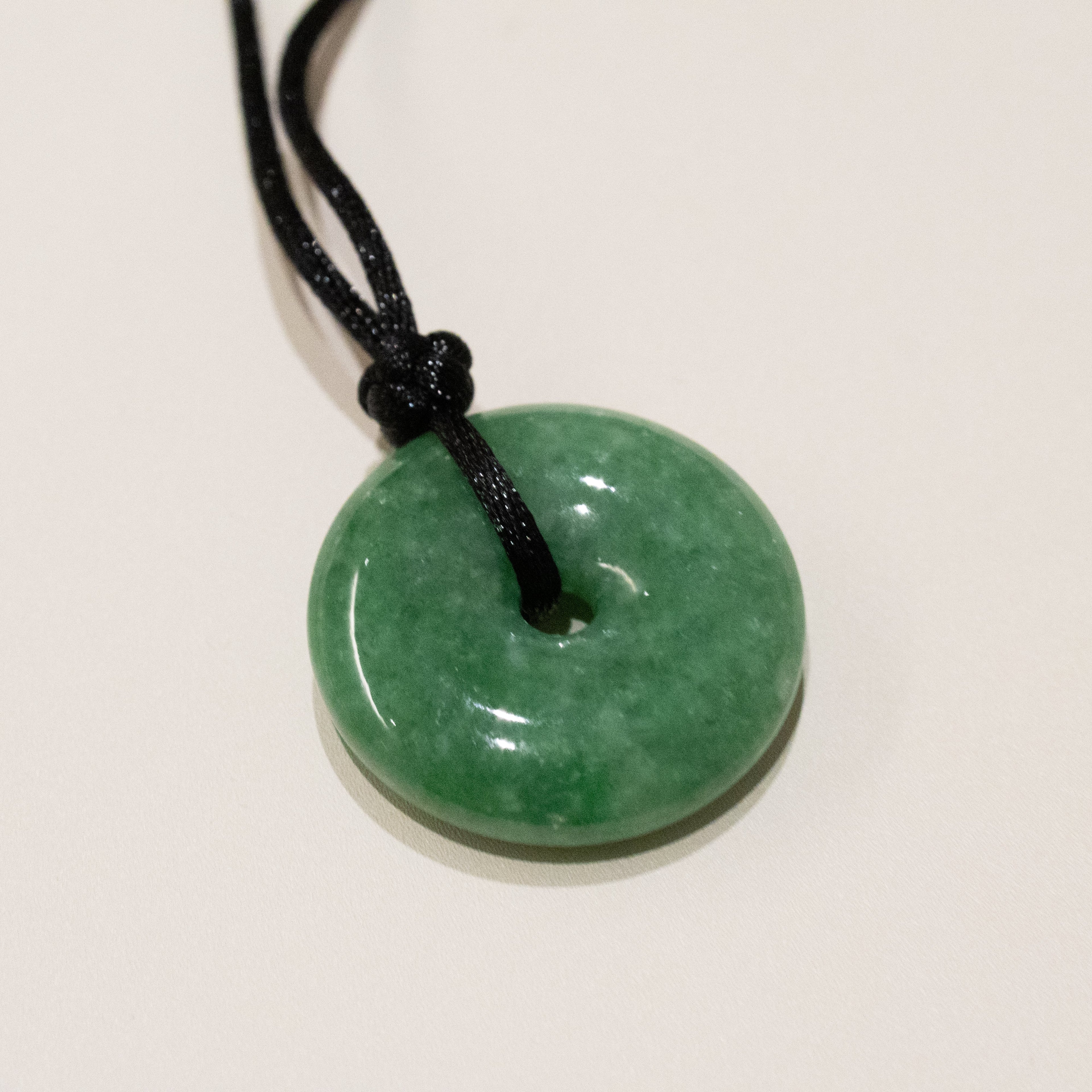 Green Jade Round Donut Pendant 26mm - Calming Gemstone