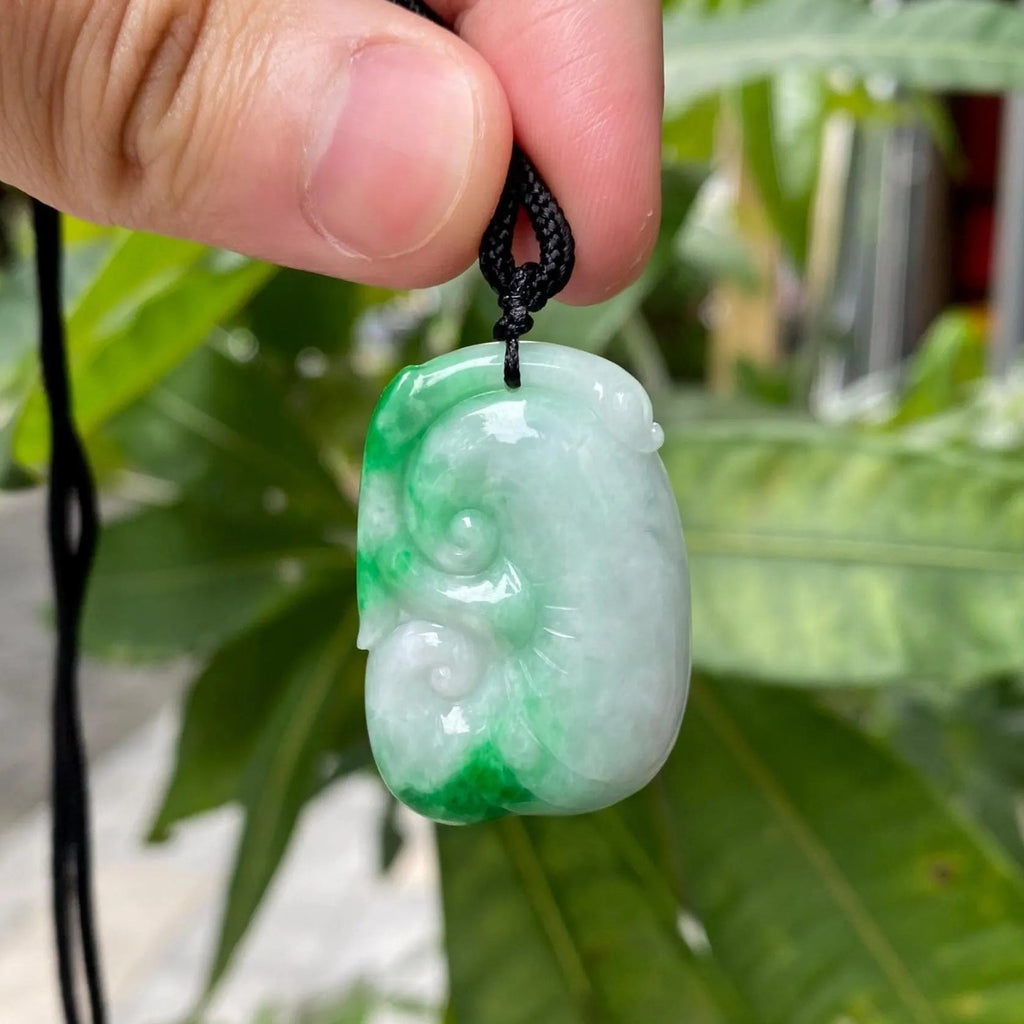 Handcrafted Ruyi Jade Pendant – Natural Burmese Jadeite