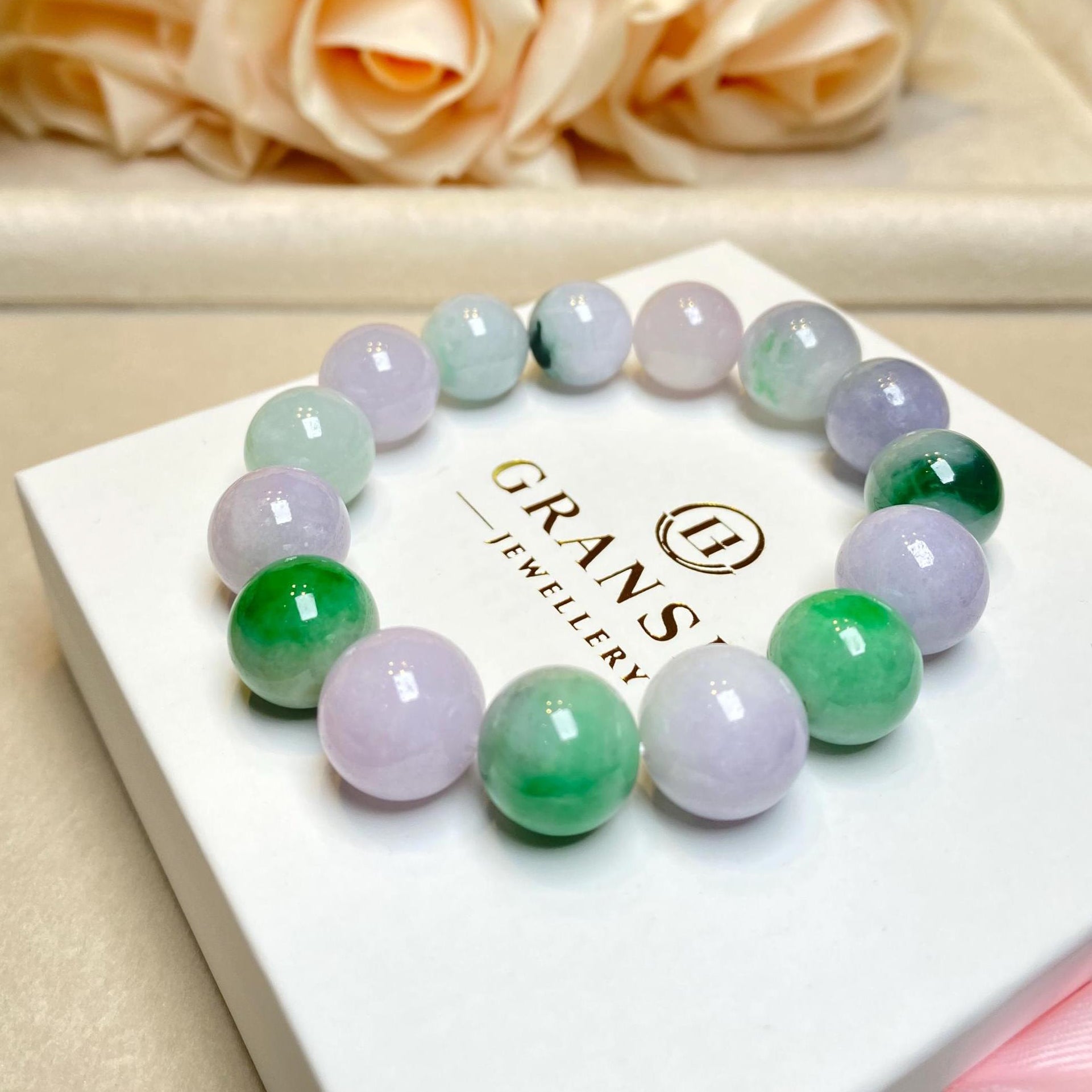 Gransky Multi-Color Type-A Burmese Jadeite Beaded Bracelet - 18cm