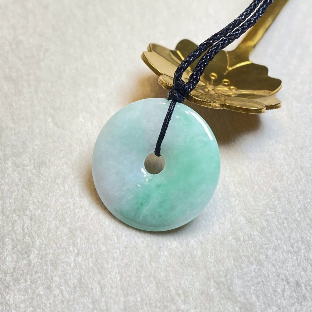 23mm Green Jade Round Donut Pendant - Calming Gemstone