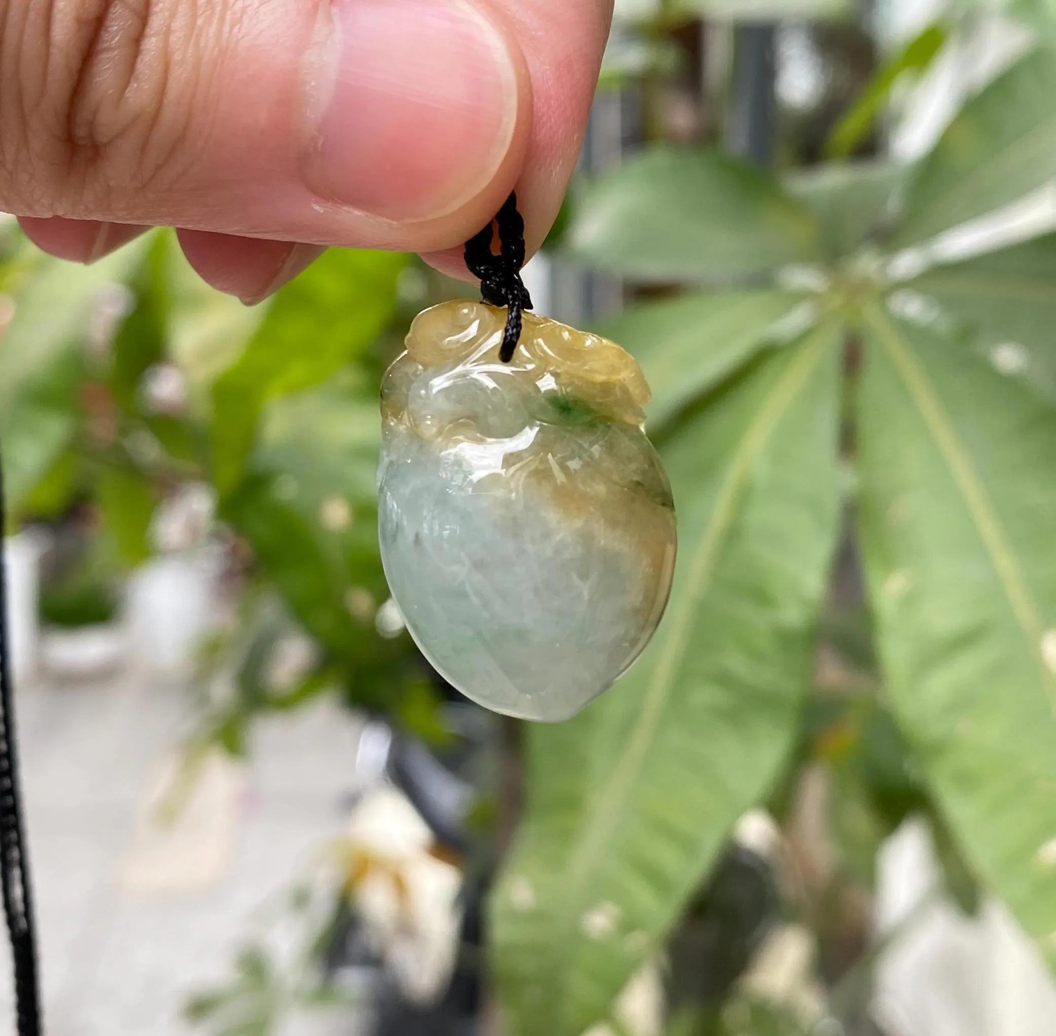 Tri-Color Natural Type-A Jadeite Peach Pendant – Handcrafted Symbol of Harmony and Longevity