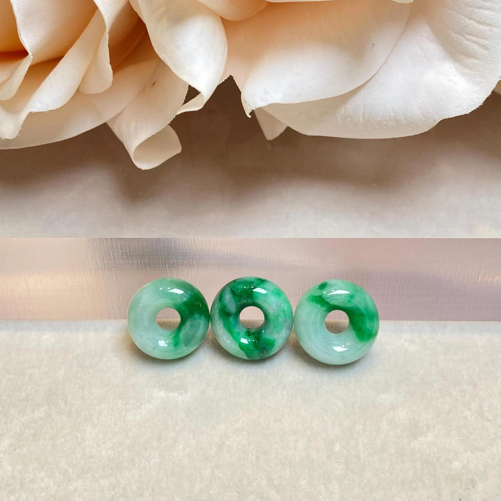 Bright Green Jade Gemstone Beads Donut Shape Loose Beaded DIY