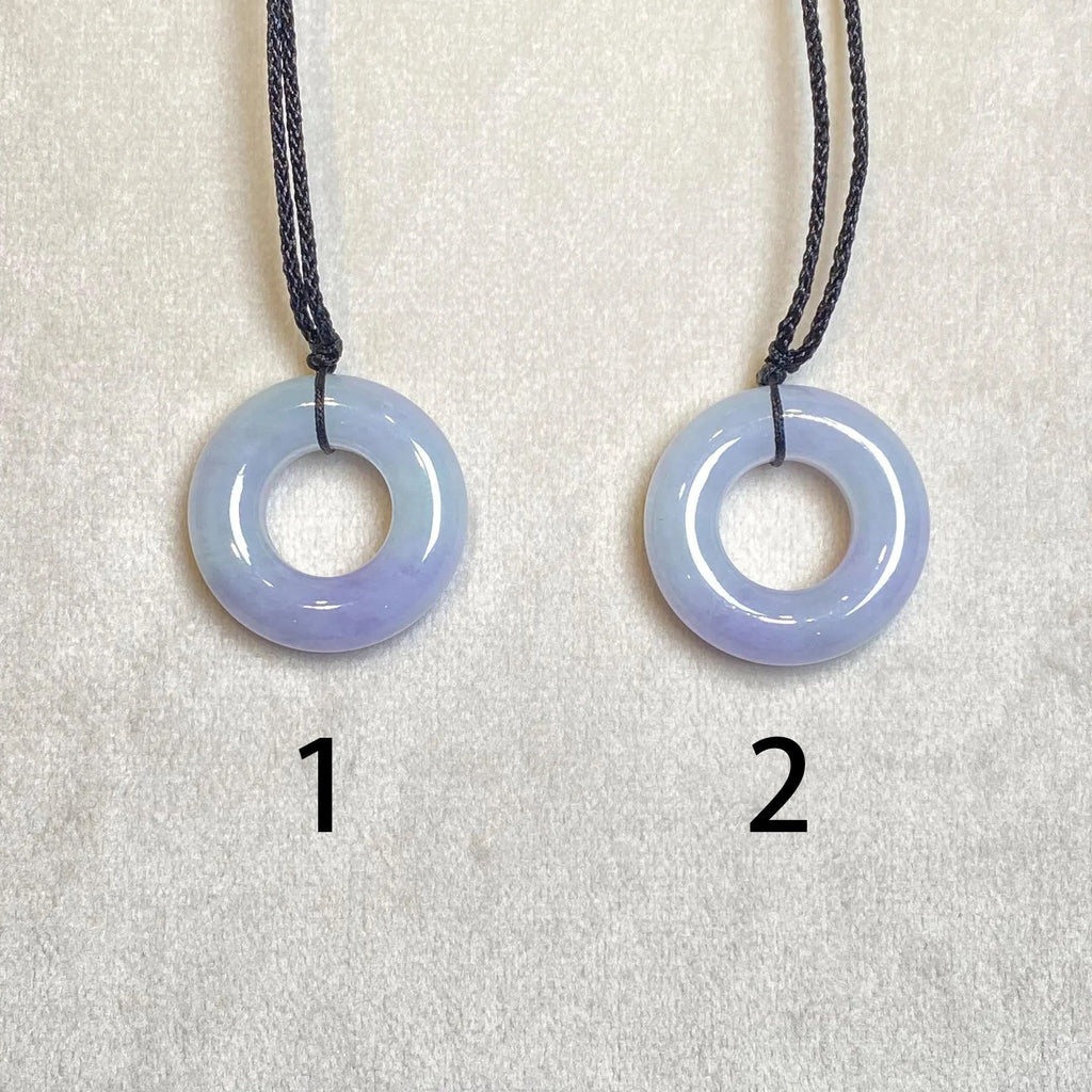 Delicate Purple Jade Round Donut Pendant 27mm - Calming Gemstone