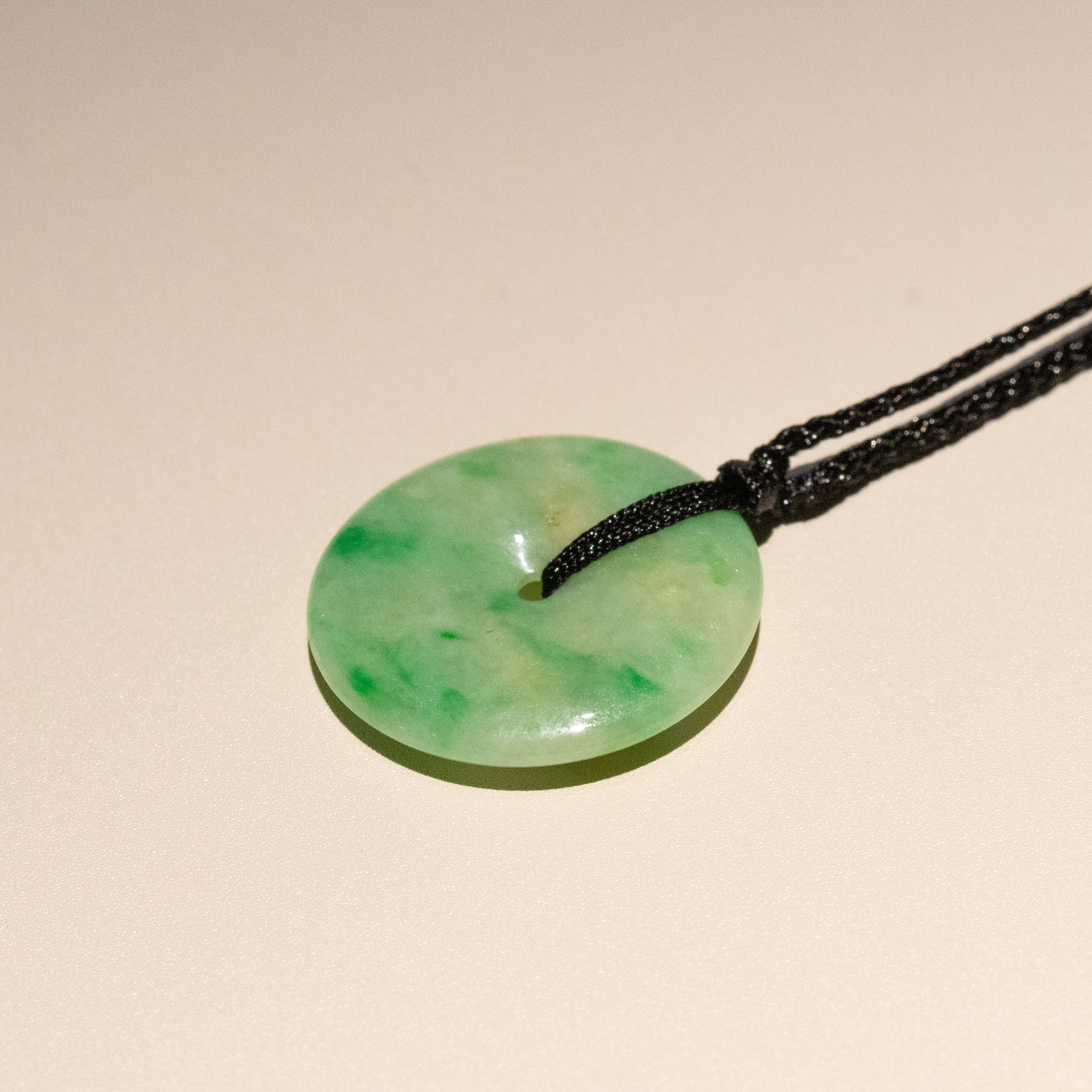 Natural Apple Green Jade Disc Pendant 23.4mm Round Necklace | Amulet for Protection & Harmony