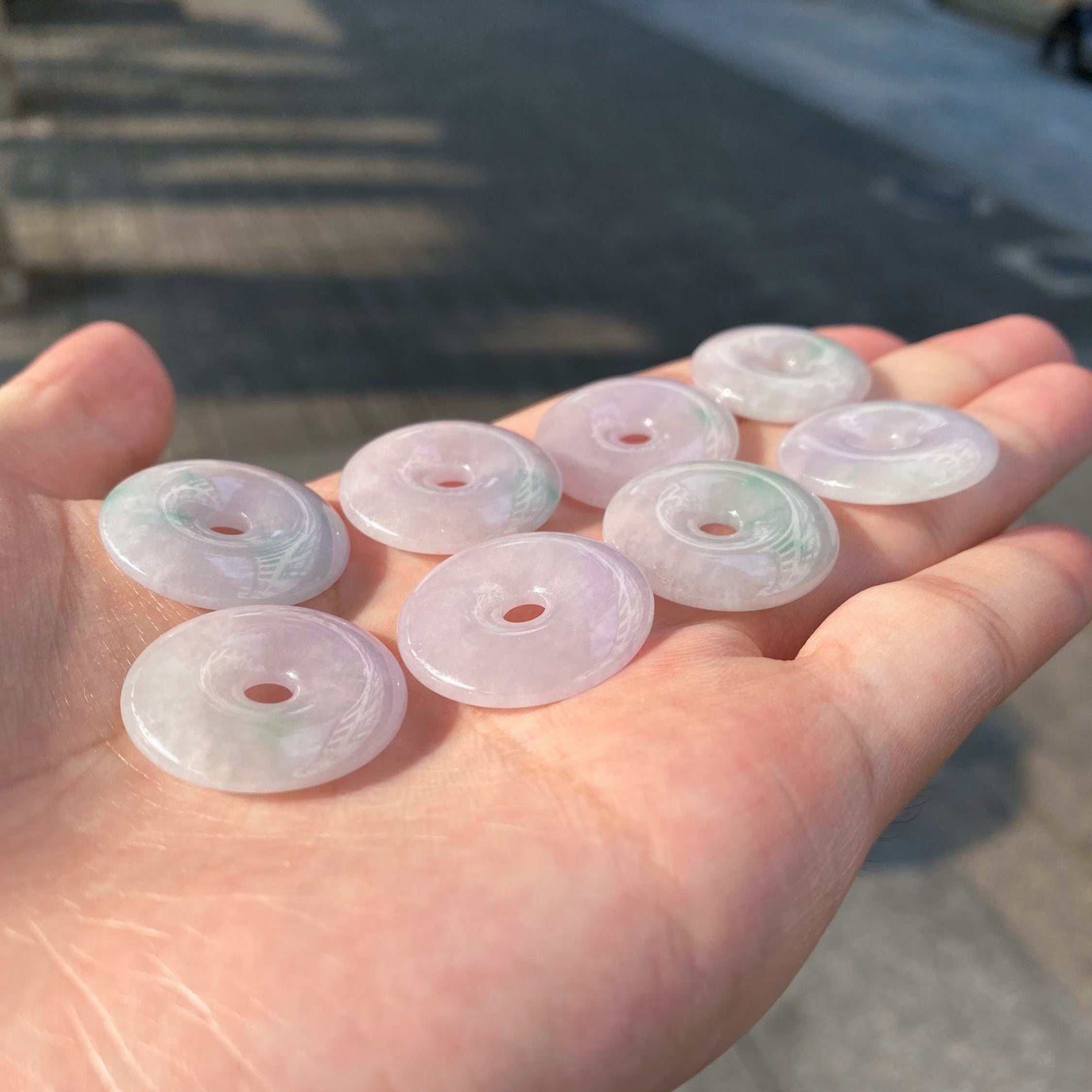 Purple Jade Donut Pendant Necklace - Type-A Burmese Jadeite