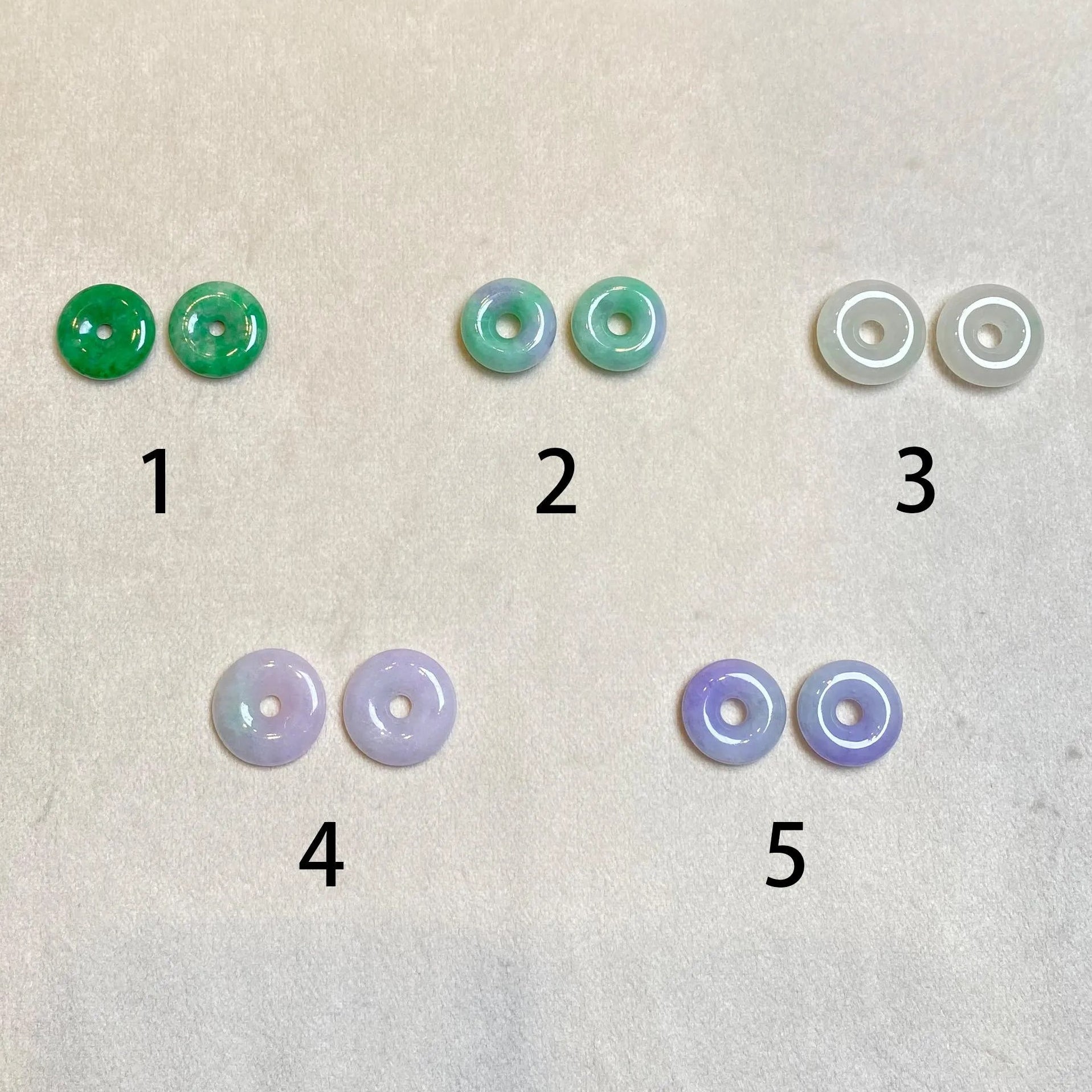 Five Pairs of Round Donut-Shaped Loose Jade for Earrings, Necklaces, and Bracelets DIY