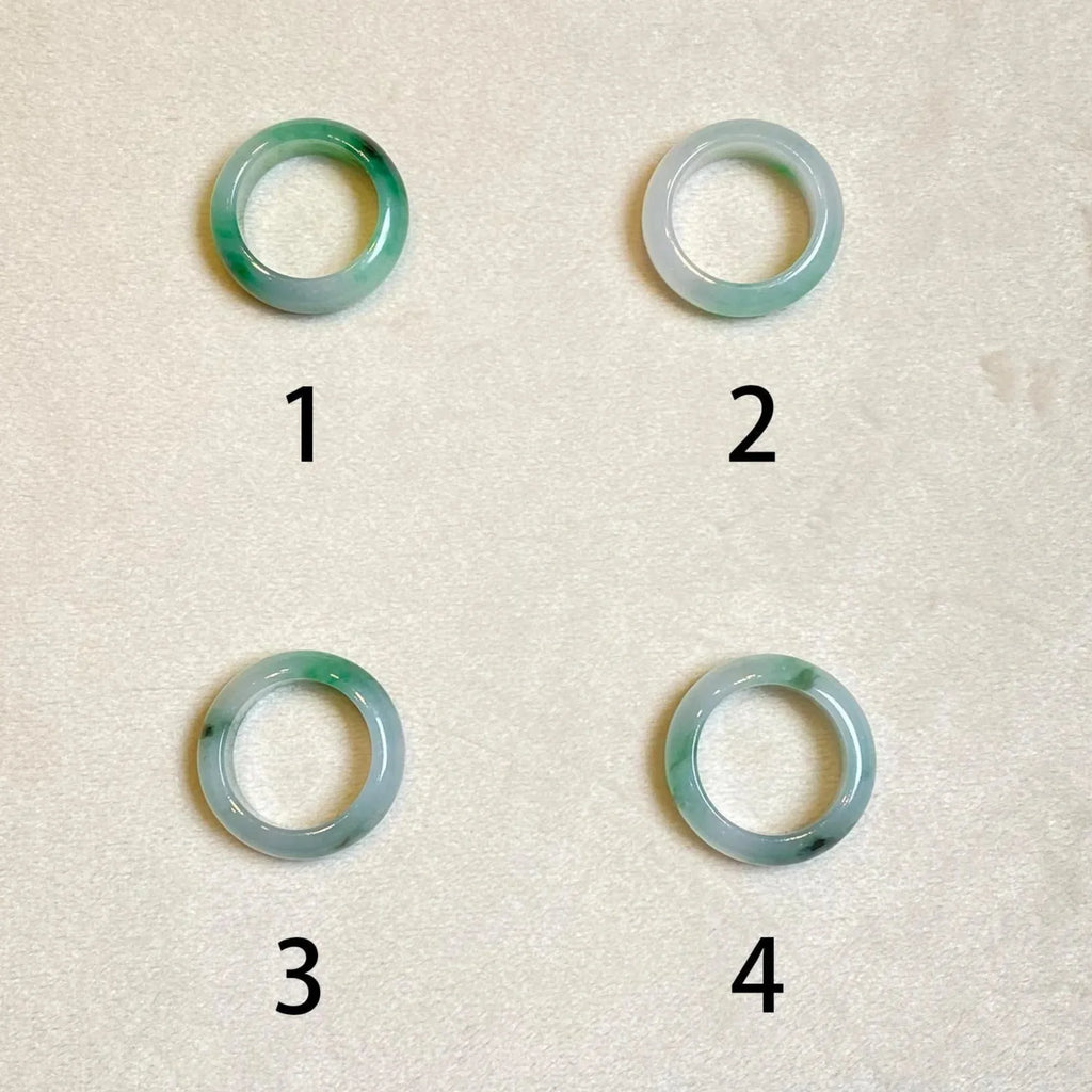 US 7 Gransky Natural Untreated Smooth Green Band Jade Ring