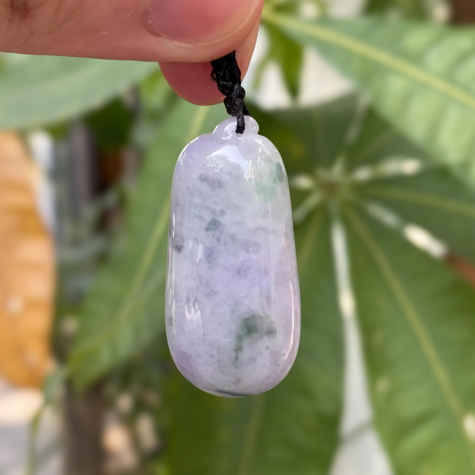 Two-Tone Green & Purple Melon-Shaped Jadeite Pendant Necklace