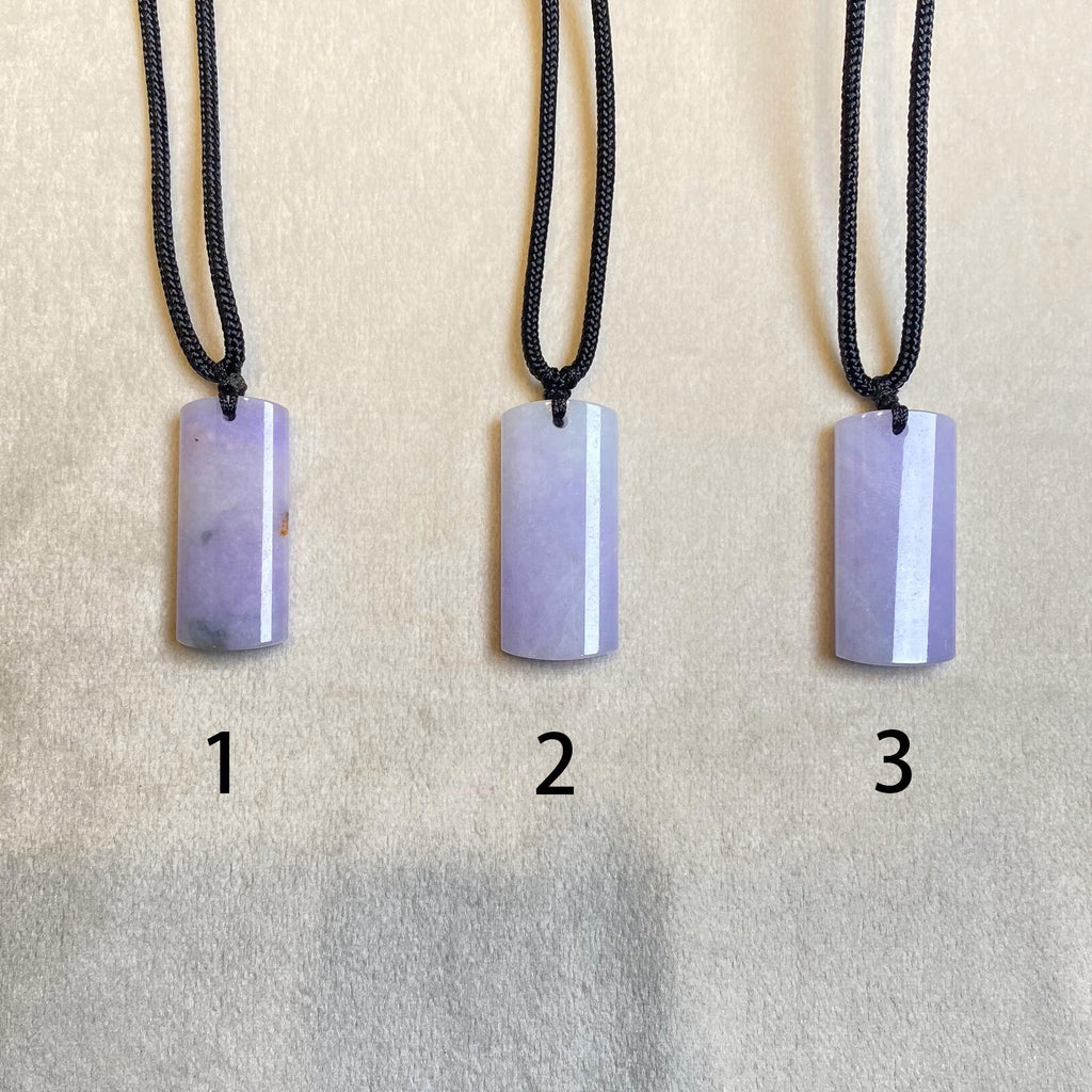 Certified Purple Jade Block Pendant - Natural Intense Lavender