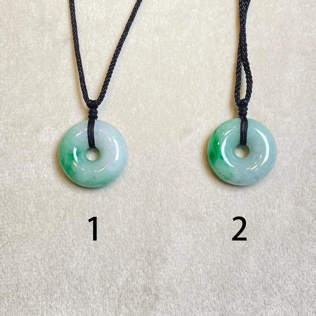 Green Jade Round Donut Pendant - Calming Gemstone