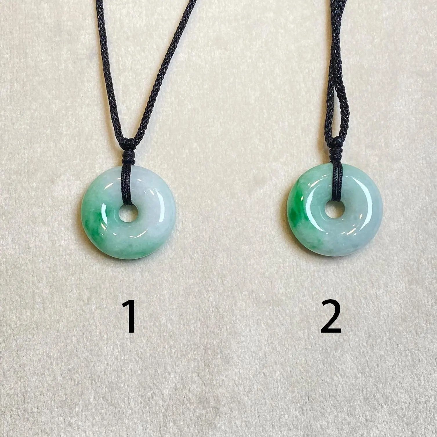 Green Jade Round Donut Pendant - Calming Gemstone