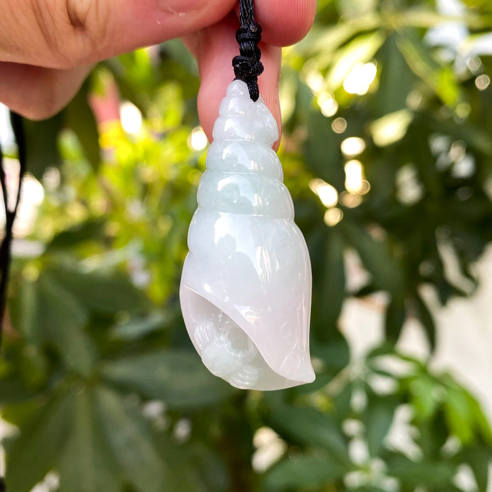Gransky Natural Burmese Jadeite Sea Shell Pendant - Handmade Ocean Inspired Jewelry Gift