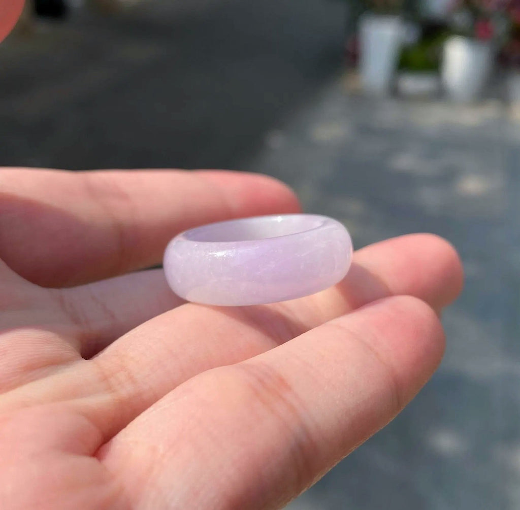 Imperial Purple Jade Ring Band - Size US 9, Vibrant & Translucent, Minimalist Elegance