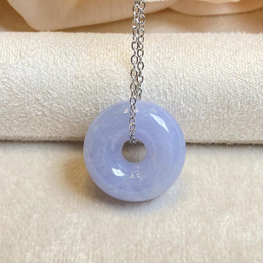 Purple Jade Donut Pendant Necklace - Type-A Burmese Jadeite, 18k Gold or 925 Silver