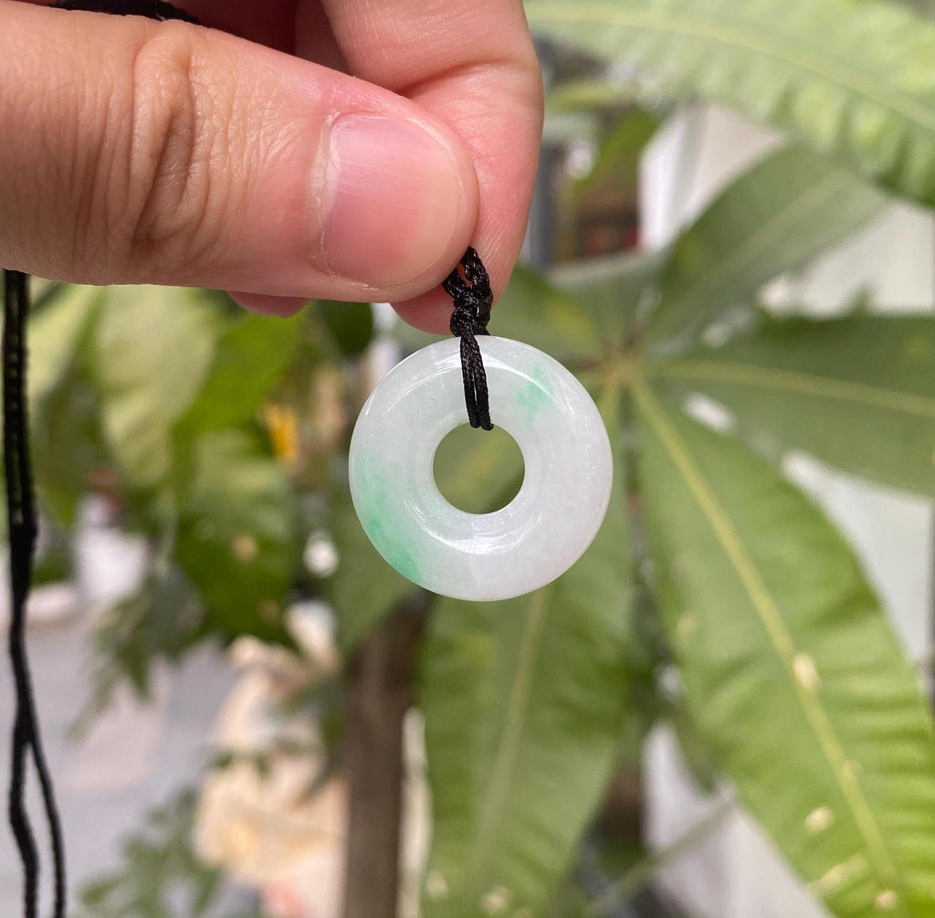 Green Jade Round Donut Pendant - Symbol of Peace and Prosperity