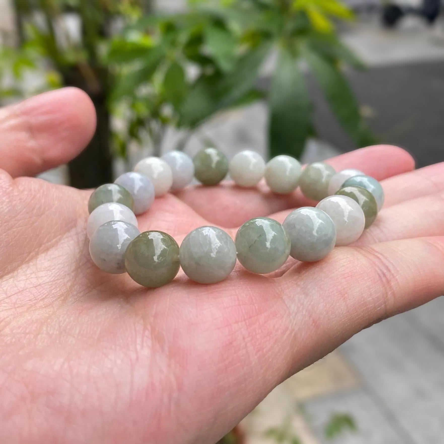 10mm Natural Type-A Burmese Multi-Color Jadeite Beaded Bracelet