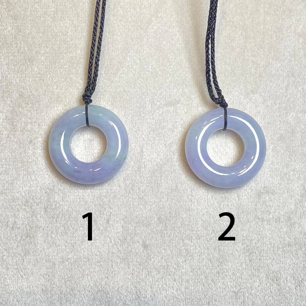 Delicate Purple Jade Round Donut Pendant 27mm - Calming Gemstone