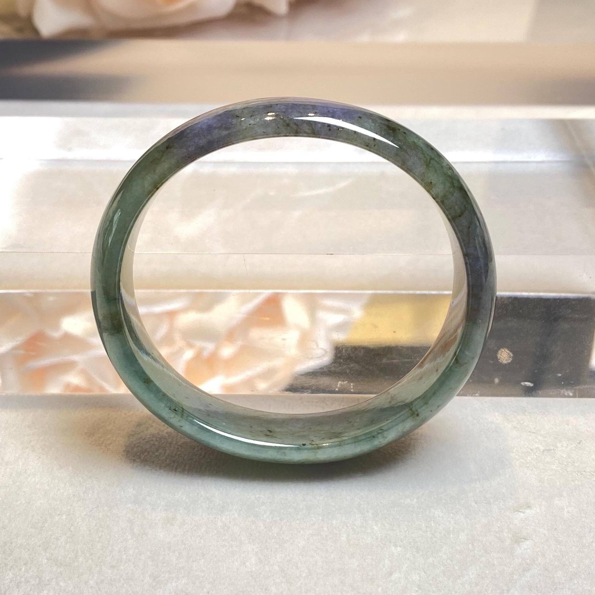 52.8mm Jadeite Real Jade Bangle Oval Shape - Type-A Natural Jade
